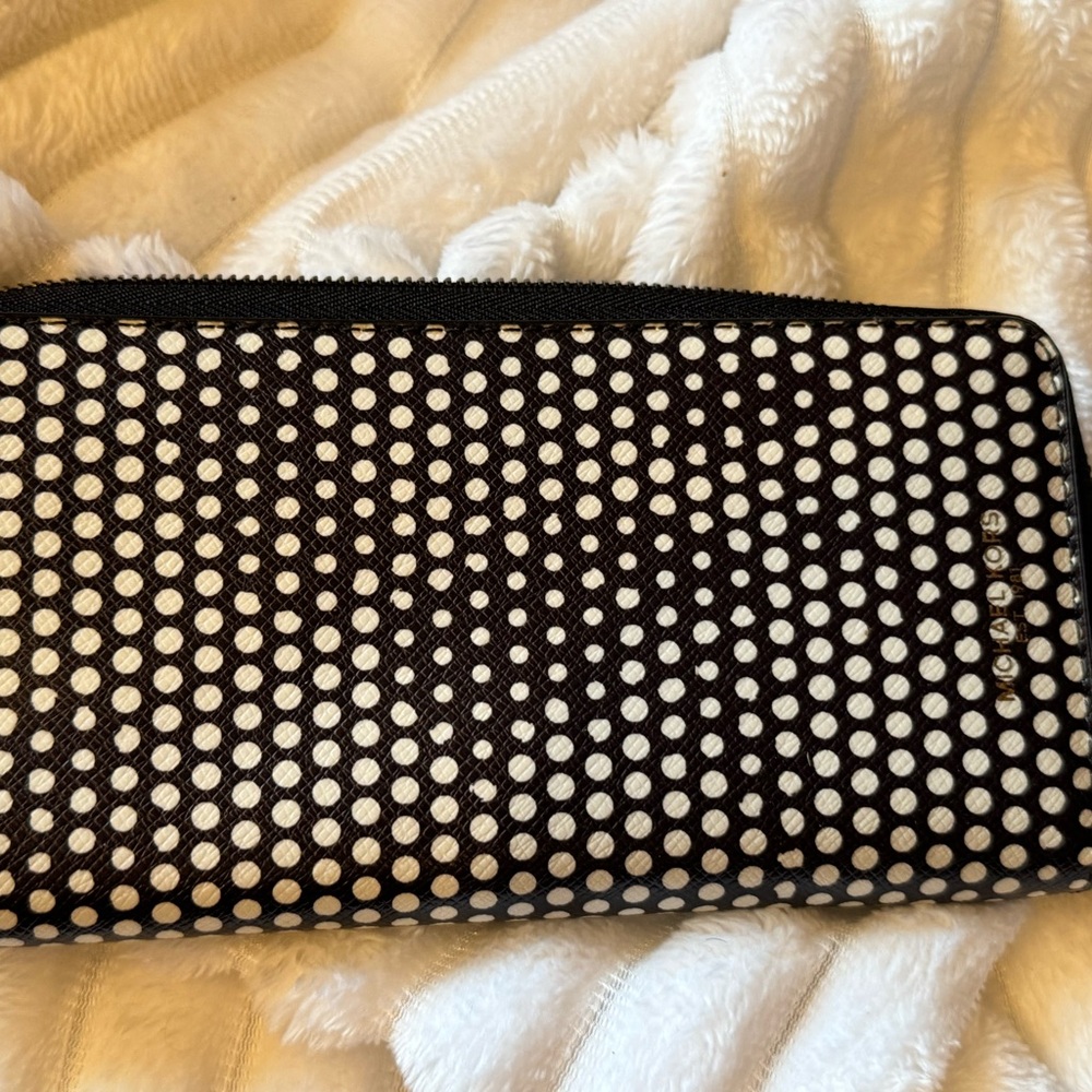 Michael Kors Black and White Polka Dot Wallet